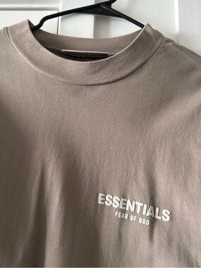 Essentials Men’s Crewneck Tee in Taupe with White Logo